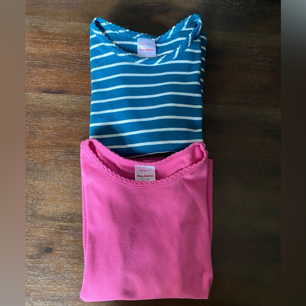 Set of two long sleeved Hanna Andersson Size 5 girls shirts